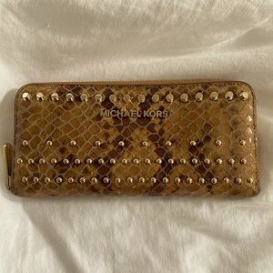 Michael Kors gold studded snakeskin wallet